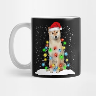 Shiba Inu Christmas Santa Hat Xmas Tree Color Lights Mug